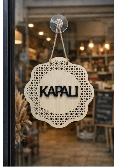 Hazeran Rattan Desenli Modern Açık/kapalı Tabelası - Akçaağaç