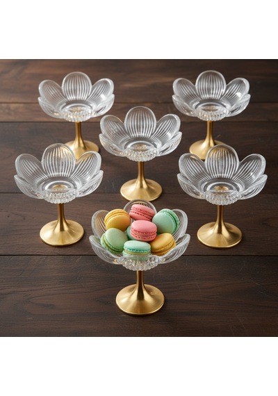 Lotus Metal Ayaklı Sunumluk 6 Lı Sade Beyaz