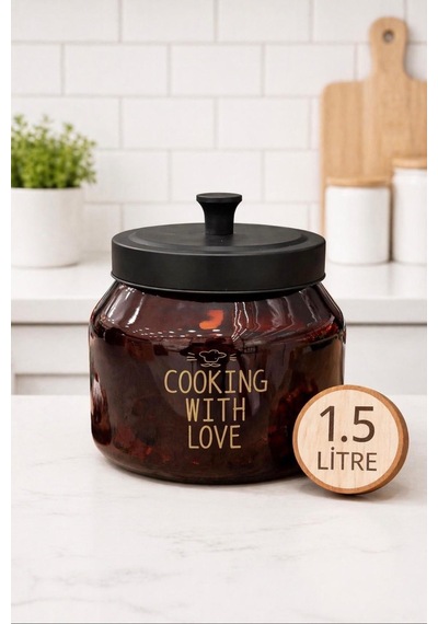 Morponi Metal Kapaklı Cam Çok Amaçlı Erzak Kavanozu Amber 1500 Ml 1,5 Lt