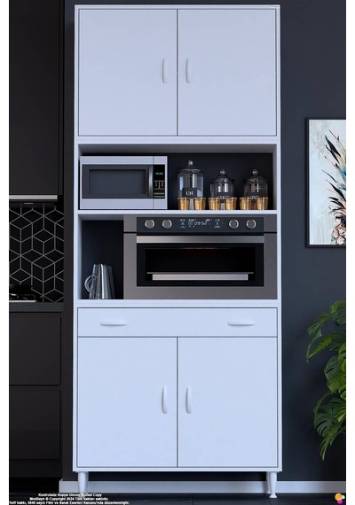 Bengi 90 Cm Organizer Fırın Dolabı - Kahve Makinası Mutfak Robotu Standı Çok Amaçlı 90x226x32 Cm Beyaz Bengi 90 Cm Organizer Fırın Dolabı - Kahve Makinası Mutfak Robotu Standı Çok Amaçlı 90x226x32 Cm Beyaz