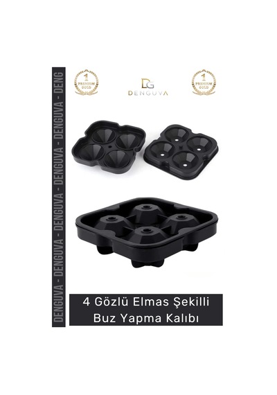 Buzkalıbı Silikon Kokteyl Sunum Gı Uyumlu Esnek Dayanıklı Elmas Şekilli Buz Yapma Kalıbı Buzluk - 2 Çok Renkli