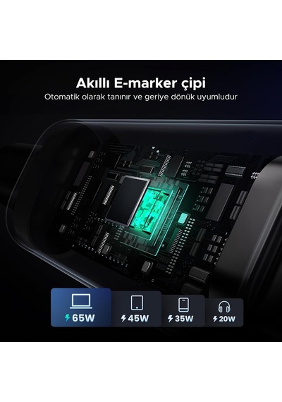 Uno Usb-c 100w 5a Qc Pd Örgülü Hızlı Şarj Kablosu, 1 Metre, Siyah, 35501 Diger