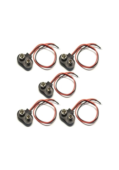 Arduino 5 Adet - 9v Pil Başlığı Bağlantı Kablosu Jack Soket 9volt
