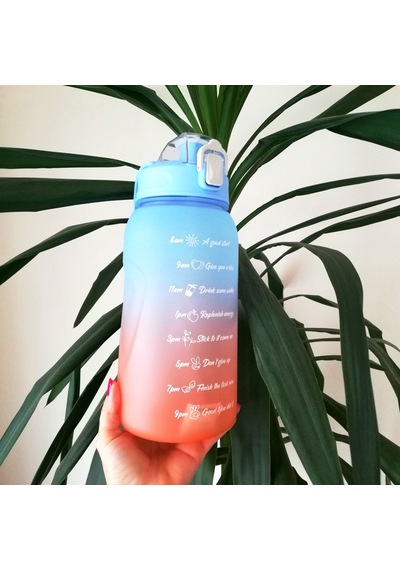 2 Litre Mavi Kapaklı Motivasyonlu Tritan Spor Salonu Şişesi Su M 2 Litre Mavi Kapaklı Motivasyonlu Tritan Spor Salonu Şişesi Su M