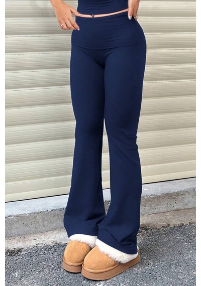 Genius Store Kadın Pantolon Pamuklu Likralı Süprem Esnek İspanyol Paça Spor Ve Günlük Pantolon Süprem-pantolon Lacivert