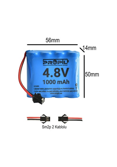4.8v 1000mah Ni-cd Oyuncak Pili Siyah Soket