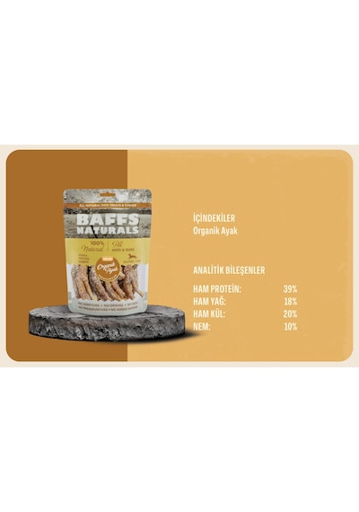 Baffs Naturals Tavuk Ayak Doğal Çiğnemelik Köpek Ödül Maması 100 G