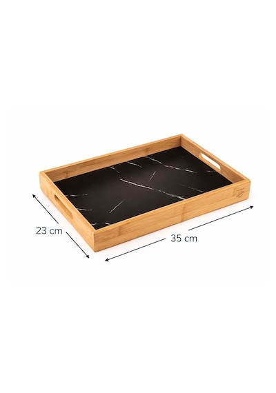 Bambum 3 Lü Ahşap Servis Tepsisi Seti 23x35 28x40 33x45 Koyu Lacivert Mermer Desen Ahşap X Koyulacivert