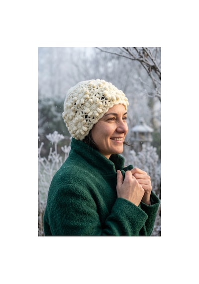 Emybox El Örgüsü Siyah Kadın Bere Tığ İşi Çiçek Motifli Bohem Kışlık Şapka - Vintage Stil Yumuşak Örgü Bere Modeli Limon Sarı