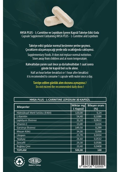 A Plus L-carnitine Lepidium Bitkisel Kapsül Aromasız