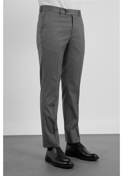 İmza Siyah - Bej Yan Cep Kendinden Desenli Comfort Fit Classic Pantolon 1003255177