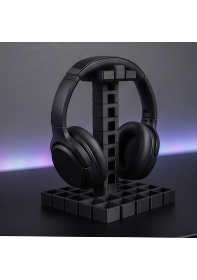 Happy3dworld Endüstriyel Izgara Desenli Kulaklık Standı, 3d Baskı Siyah Gaming Aksesuarı