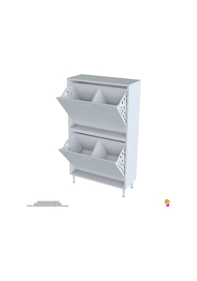 Modilayn İlkim Modern Çamaşır Ünitesi, 75x138x32,5 Cm Gizli 4 Göz Minimalist Akıllı Sepetli Dolap Beyaz