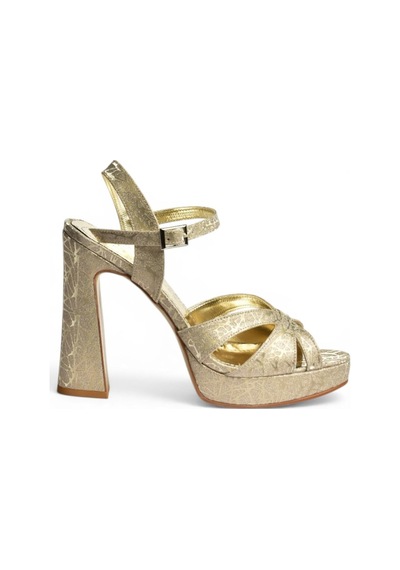 Fox Shoes Y246170214 Altın Sim Kalın Platform Topuklu Abiye Ayakkabı