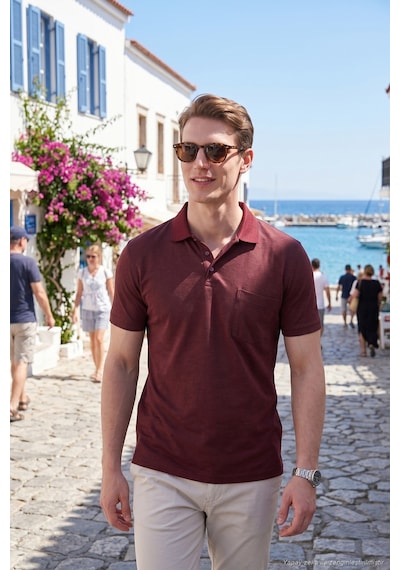 Buratti Pamuklu Regular Fit Göğüs Cepli Düğmeli Polo T Shirt Erkek Polo T Shirt 4565001 Bordo Buratti Pamuklu Regular Fit Göğüs Cepli Düğmeli Polo T Shirt Erkek Polo T Shirt 4565001 Bordo