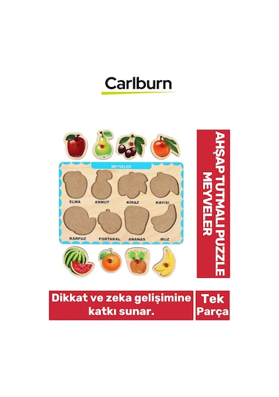 Özel Üretim Eğitici Öğretici Zeka Geliştirici Çocuk Ebeveyn Meyveler Ahşap Tutmalı Puzzle