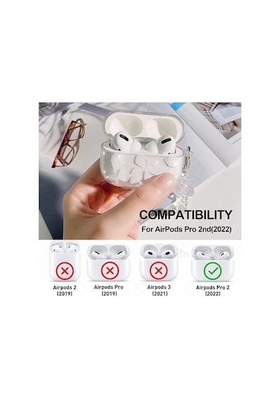 Airpods Pro 2.nesil Parıltılı Koruyucu Kapak Kelebek Sevimli Sert Silikon Koruma Kılıf Beyaz