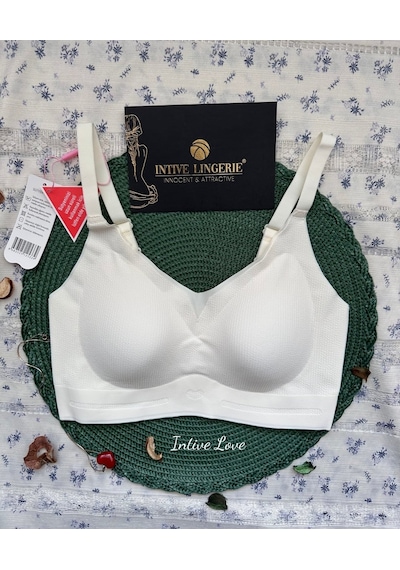 Intive Pureform Balensiz Dikişsiz Kopçasız Dokulu Seamless Bralet Ekru