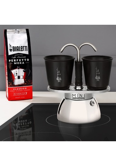 Bialetti - Set Mini İndüksiyon: Ocak Üstü Espresso Pişirici + 2 Cups - İndüksiyon Ocak Türleri İçin Uygundur Sku: Smg8690010202932