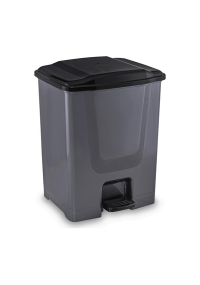 Omnipazar Flora F196-S 10Lt Slim Pedallı Gri Plastik Çöp Kovası S Krom