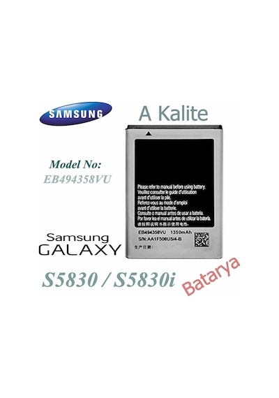 Samsung Uyumlu Galaxy Ace S5830 S5660 S5670 S5830İ Batarya Eb494358Vu A