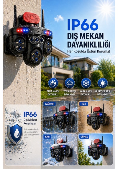 Mpıa Umeko 4 Kameralı 7 Lensli Wifi Kamera 3 Ptz 10x Optik Zoom Ip66 Gece Görüş