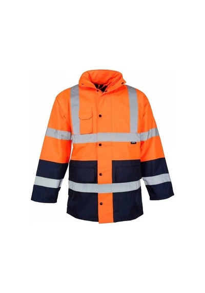 Reflektörlü 300d Oxford Çift Renk Parka Yağmurluk Turuncu Sarı