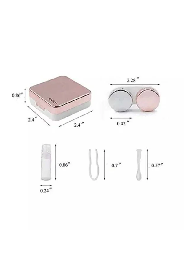 Aynalı Lens Kutusu - 5 Parça Pratik Seyahat Seti Gümüş