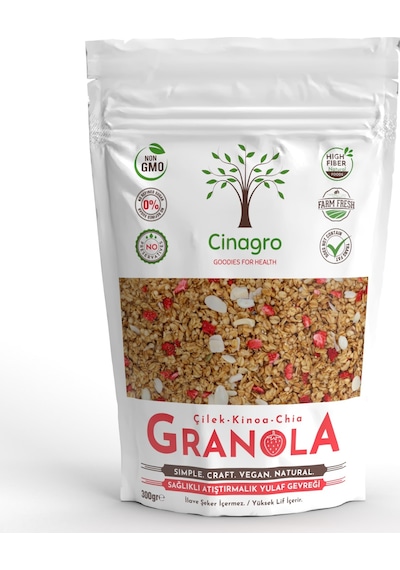 Cinagro Goodies Çilek Kinoa Chia Granola 300 G