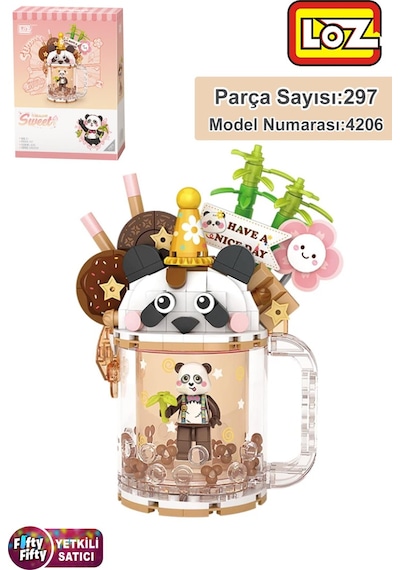 Loz Creative Serisi Panda Figürlü Bardak Modeli 297 Parça Oyuncak Yapım Seti Fflz-4206