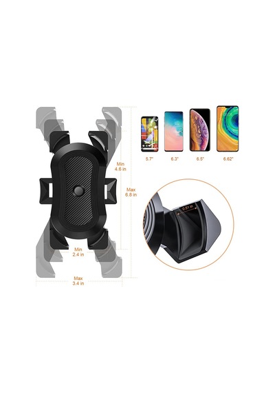 Bisiklet Motosiklet Telefon Tutucu Gidon Bağlantılı 360 Döner 4 Kollu Güvenli Telefon Standı