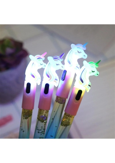 Kokulu Çikolata Defter Ve Unicorn Temalı Işıklı Sulu Pullu Kalem