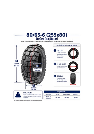 Tuovt Td-8009 80/65-6 255x80 Elektrikli Scooter Dış Lastik