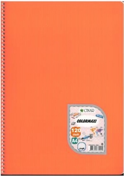 Çınar Spiralli Defter Plastik Kapak 120 Yp A4 Çizgili Mavi