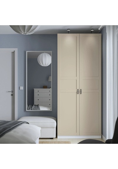 Ikea Beyaz Sağlam Kapaklı Gardırop Beyaz-açık Bej