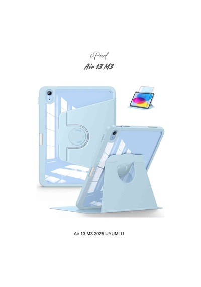 Apple Uyumlu iPad Air 13 2025 M3 Çip 360 Dönebilen Yatay Dikey Standlı Fuchsia Pino Tablet Kılıfı Kılıf