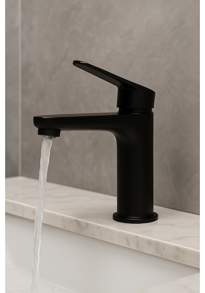 Zift Unique Mat Siyah Banyo Musluğu - Tek Kollu Batarya Siyah