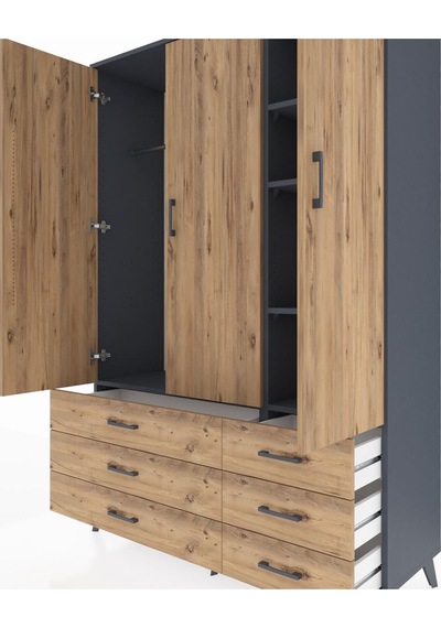 Hyperion Dolap 5 Raflı 6 Çekmeceli Tek Askılı 132x44x195 Antrasit-çam/çam Atlas Çam/atlas Çam Hyperion Dolap 5 Raflı 6 Çekmeceli Tek Askılı 132x44x195 Antrasit-çam/çam Atlas Çam/atlas Çam