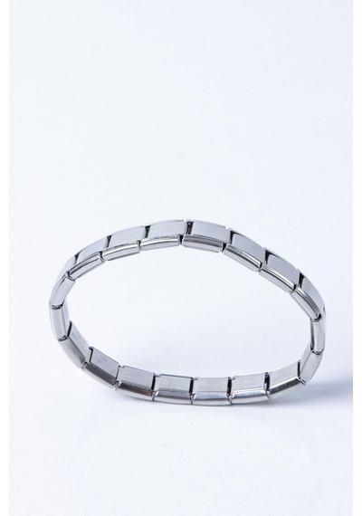 Unisex İtalyan Charm Çelik Bileklik Gümüş