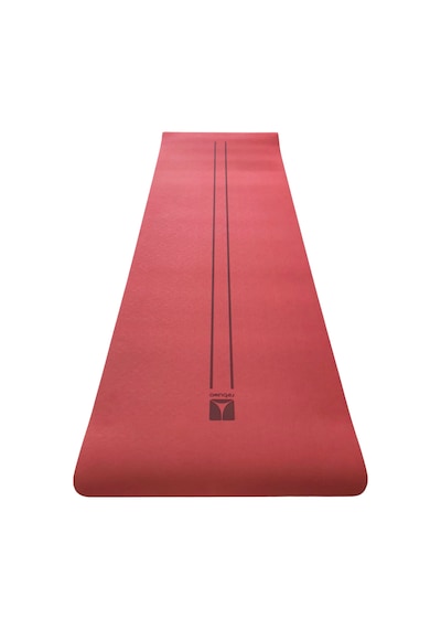 Rebuwo Çift Çizgi Tasarımlı Tpe Yoga Pilates Matı 6mm Kaymaz Hafif Taşınabilir - Bordo Bordo