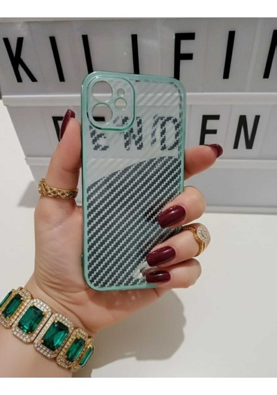 Apple Uyumlu iPhone 13 Pro Max Karbon Fiber Kılıf Modeli Yeşil