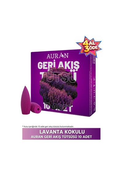 Auran Lavanta Kokulu Geri Akış Tütsüsü Konik Tütsü Lavander Backflow Incense Cones 10 Adet