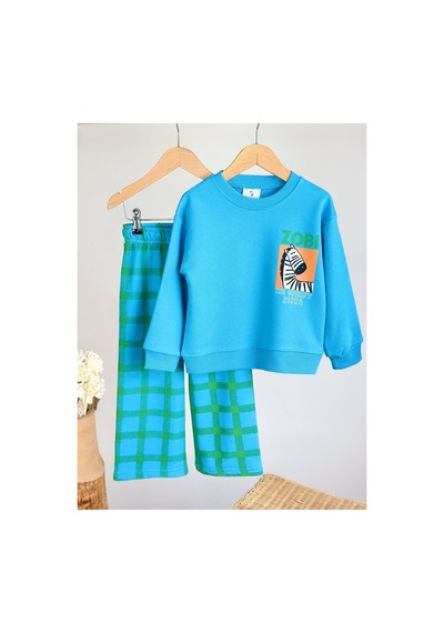 Poala Kids Cartoon Zebra Takım Mavi