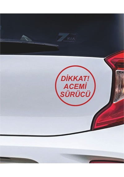 Dikkat Acemi Sürücü Araç, Araba, Oto, Motorsiklet, Kask, Laptop, Cam Sticker 12x12 Cm