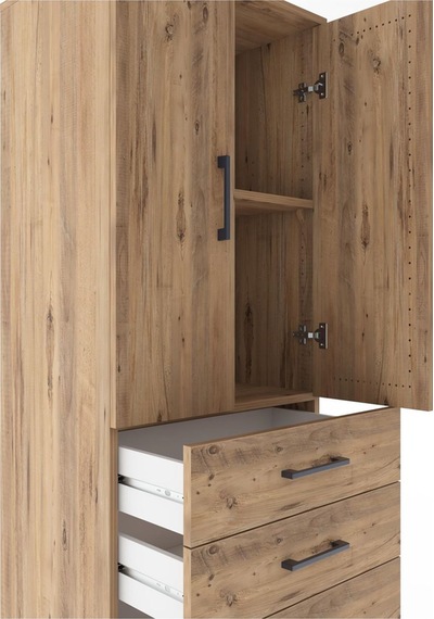 Hyperion Dolap 2 Raflı 5 Çekmeceli 2 Kapaklı 60x44x182 Çam-çam Çam