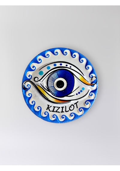 Kızılot Temalı Polyester Kabartmalı Nazar Magnet Çap: 7 Cm Dekoratif Hediyelik Buzdolabı Süsü Kod:1215