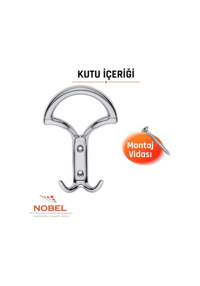 Eta Portmanto Askısı, Metal Vestiyer Askısı, Krom, Duvar Ve Dolap Askılığı 5'li Set Vidalı
