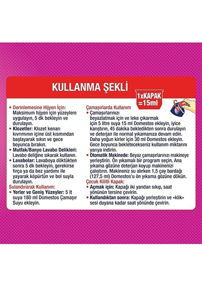 Domestos Çamaşır Suyu Pembe Güç 750 Ml 6 Adet Diğer