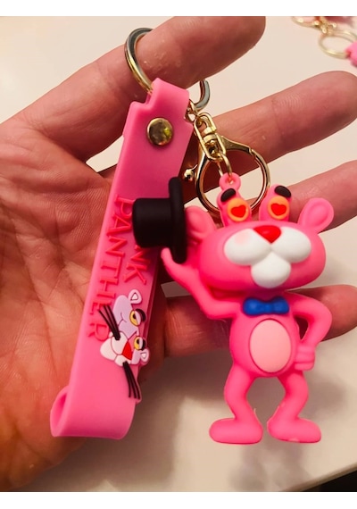 Pembe Panter Pink Panther 3d Silikon Anahtarlık Karakter Çanta & Araba Süsü