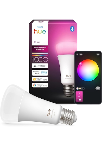 Philips Huewca E27 1600 Lumen Renkli Akıllı Ampul A67 11.8w Yeni Enerji Tasarrufu Çok Renkli